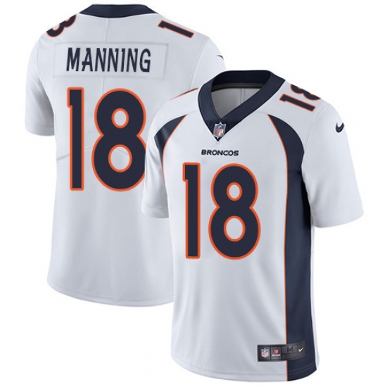 Men's Nike Denver Broncos #18 Peyton Manning White Vapor Untouchable Limited Player NFL Jersey - Ujersey