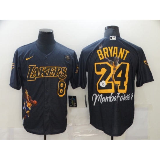 Men's Los Angeles Dodgers Kobe Bryant Black Portrait Jersey - Ujersey