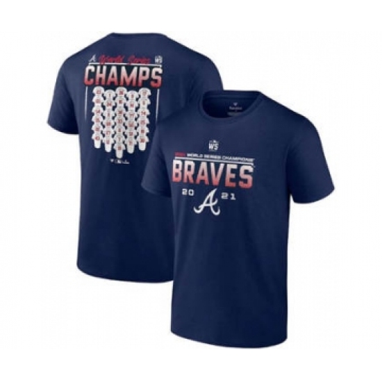 Men's Atlanta Braves 2021 Navy World Series Champions Jersey Roster T-Shirt - Ujersey