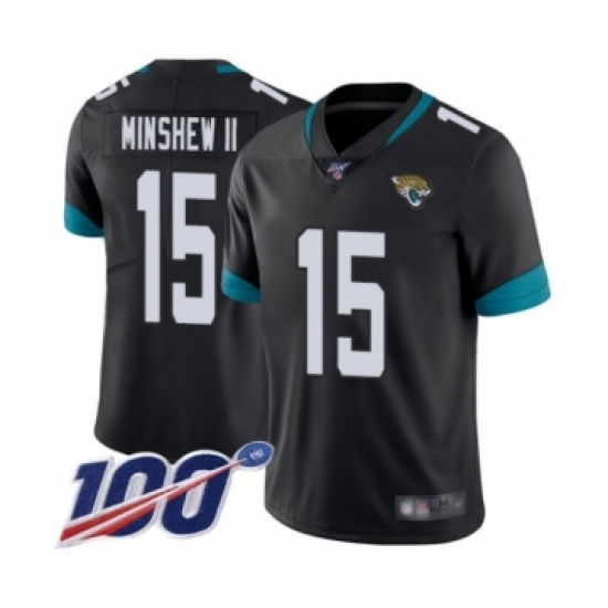 Men's Jacksonville Jaguars #15 Gardner Minshew II Black Team Color Vapor Untouchable Limited Player 100th Season Football Jersey - Ujersey