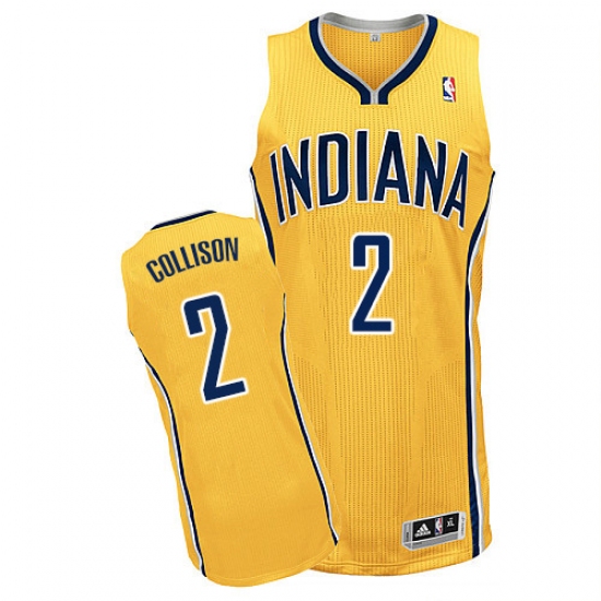 Men's Adidas Indiana Pacers #2 Darren Collison Authentic Gold Alternate NBA Jersey - Ujersey