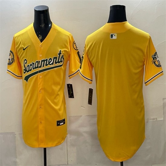 Men's Oakland Athletics Blank 2026 Yellow Alternate Sacramento Celebrating 125 Years Vapor Limited Stitched Baseball Jersey - Ujersey