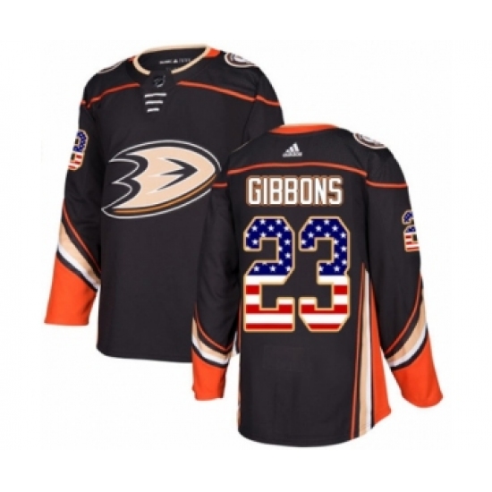 Men's Adidas Anaheim Ducks #23 Brian Gibbons Authentic Black USA Flag Fashion NHL Jersey - Ujersey