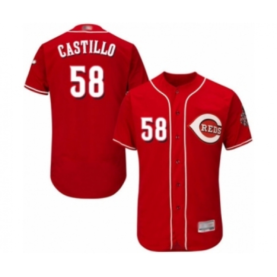 Men's Cincinnati Reds #58 Luis Castillo Red Alternate Flex Base Authentic Collection Baseball Jersey