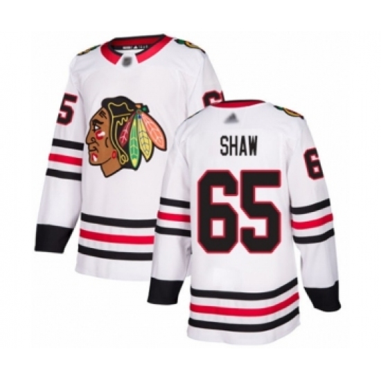 Youth Chicago Blackhawks #65 Andrew Shaw Authentic White Away Hockey Jersey - Ujersey