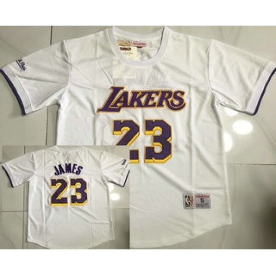 Men's Los Angeles Lakers #23 LeBron James White Short Sleeved AU Throwback Jersey - Ujersey