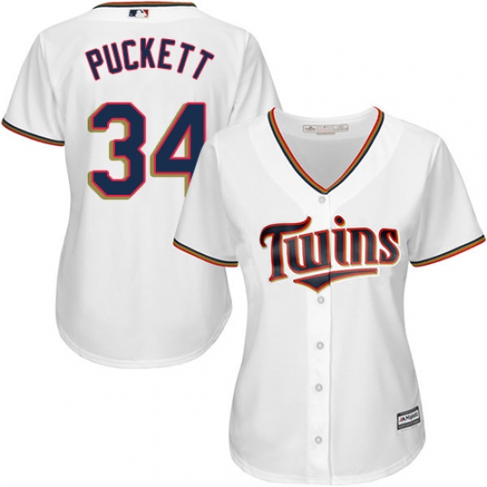 Women's Majestic Minnesota Twins #34 Kirby Puckett Authentic White Home Cool Base MLB Jersey - Ujersey