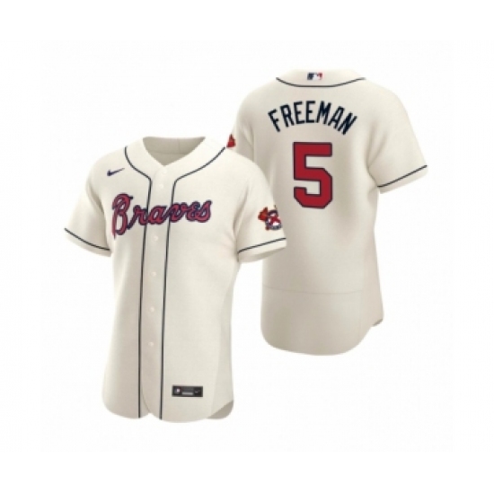 Men's Atlanta Braves #5 Freddie Freeman Nike Cream Authentic 2020 Alternate Jersey - Ujersey