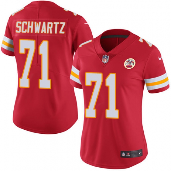 Women's Nike Kansas City Chiefs #71 Mitchell Schwartz Red Team Color Vapor Untouchable Limited Player NFL Jersey - Ujersey