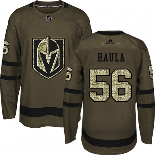 Youth Adidas Vegas Golden Knights #56 Erik Haula Authentic Green Salute to Service NHL Jersey - Ujersey