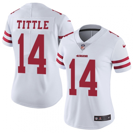 Women's Nike San Francisco 49ers #14 Y.A. Tittle White Vapor Untouchable Limited Player NFL Jersey - Ujersey