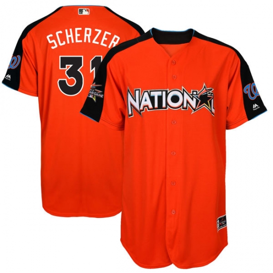 Men's Majestic Washington Nationals #31 Max Scherzer Authentic Orange National League 2017 MLB All-Star MLB Jersey - Ujersey