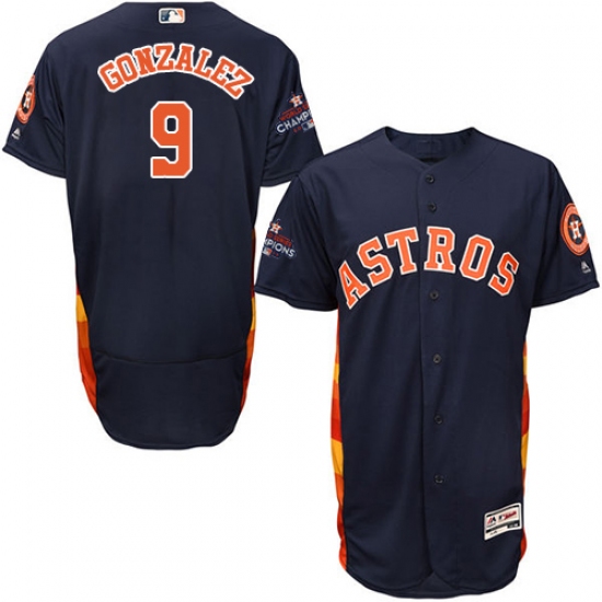Men's Majestic Houston Astros #9 Marwin Gonzalez Authentic Navy Blue Alternate 2017 World Series Champions Flex Base MLB Jersey - Ujersey