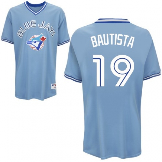 Men's Majestic Toronto Blue Jays #19 Jose Bautista Authentic Light Blue MLB Jersey - Ujersey