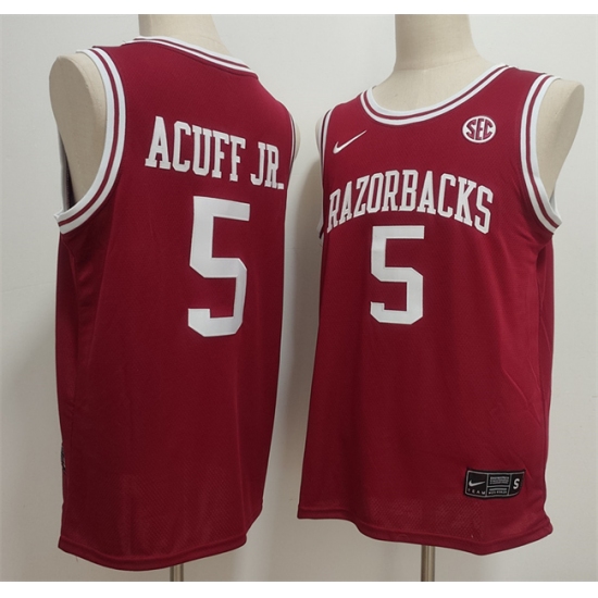 Men's Arkansas Razorbacks #5 Darius Acuff Jr. Red Stitched Football Jersey - Ujersey