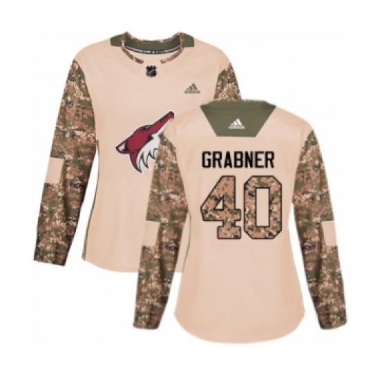 Women's Adidas Arizona Coyotes #40 Michael Grabner Authentic Camo Veterans Day Practice NHL Jersey - Ujersey