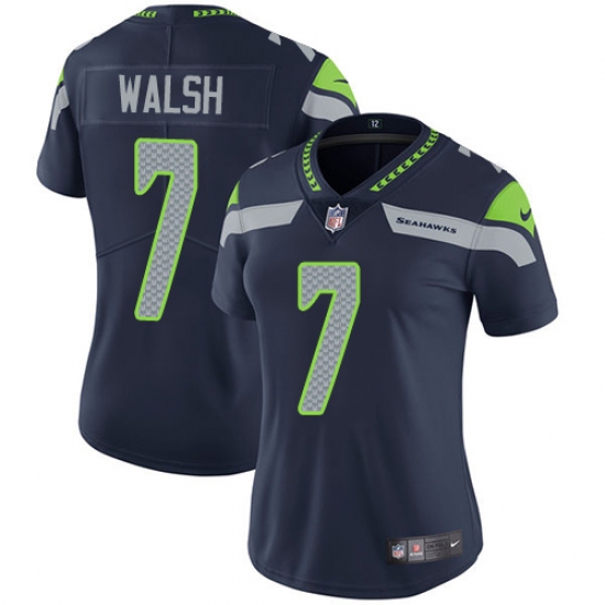 Women's Nike Seattle Seahawks #7 Blair Walsh Elite Steel Blue Team Color NFL Jersey - Ujersey