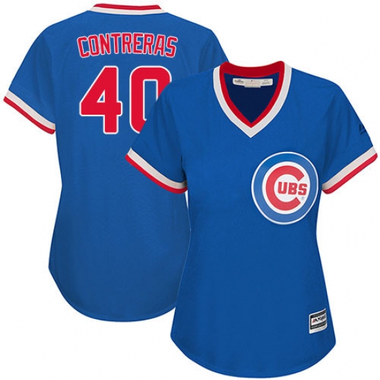 Women's Majestic Chicago Cubs #40 Willson Contreras Authentic Royal Blue Cooperstown MLB Jersey - Ujersey