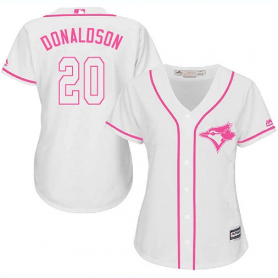 Women's Majestic Toronto Blue Jays #20 Josh Donaldson Authentic White Fashion Cool Base MLB Jersey - Ujersey