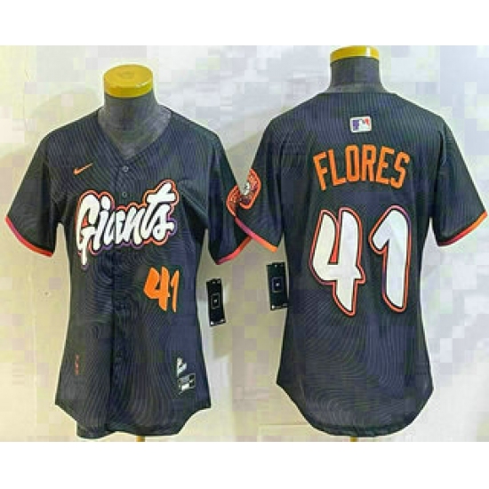 Women's San Francisco Giants #41 Wilmer Flores Number Black 2025 City Connect Limited Stitched Jersey - Ujersey