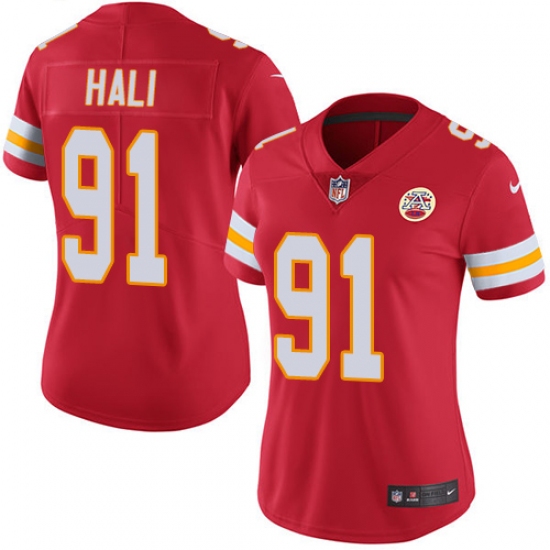 Women's Nike Kansas City Chiefs #91 Tamba Hali Red Team Color Vapor Untouchable Limited Player NFL Jersey - Ujersey