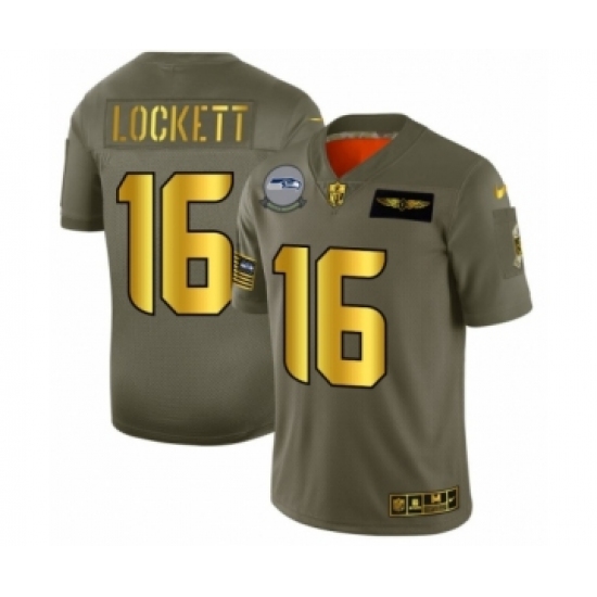 Men's Seattle Seahawks #16 Tyler Lockett Limited Olive Gold 2019 Salute to Service Football Jersey - Ujersey