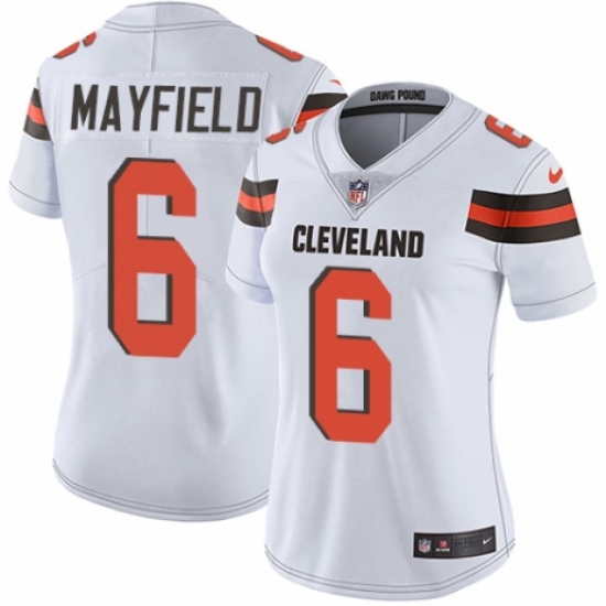 Women's Nike Cleveland Browns #6 Baker Mayfield White Vapor Untouchable Limited Player NFL Jersey