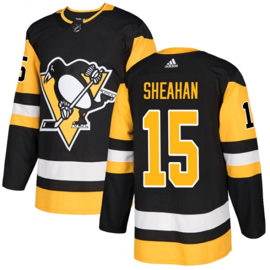 Men's Adidas Pittsburgh Penguins #15 Riley Sheahan Authentic Black Home NHL Jersey - Ujersey