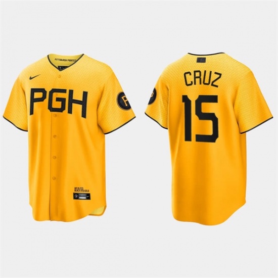 Mens Pittsburgh Pirates #15 Oneil Cruz Gold 2023 City Connect Jersey - Ujersey