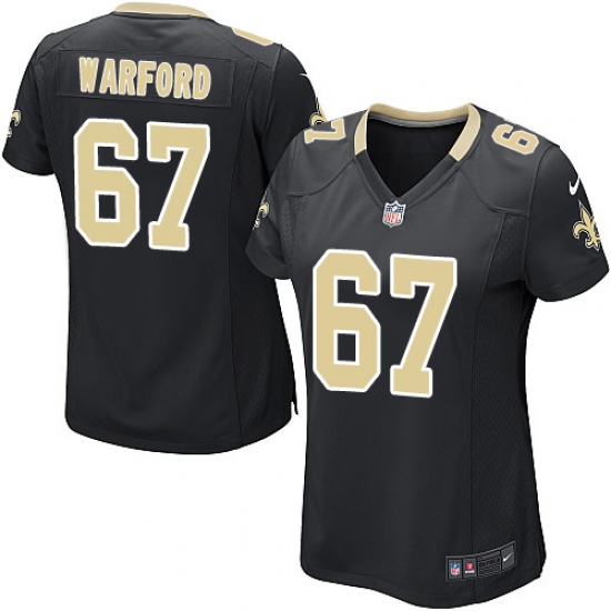 Women's Nike New Orleans Saints #67 Larry Warford Game Black Team Color NFL Jersey - Ujersey