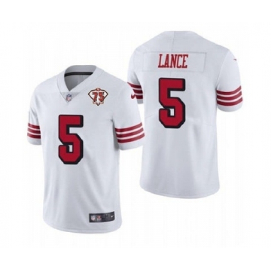 Men's San Francisco 49ers #5 Trey Lance White 2021 75th Anniversary Vapor Untouchable Stitched Limited Jersey - Ujersey