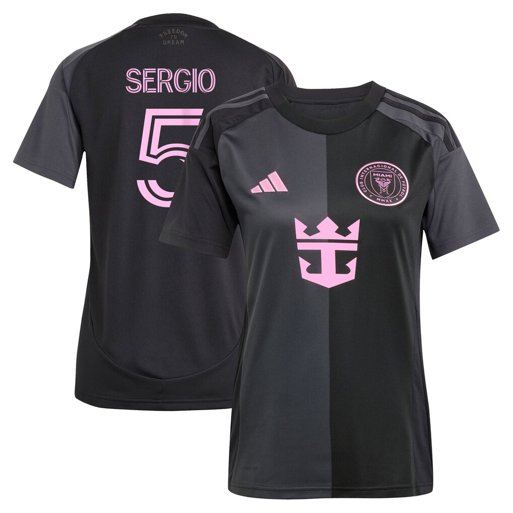 Women's Inter Miami CF Sergio Busquets adidas Black 2025 The Fortitude Kit Replica Player Jersey - Ujersey