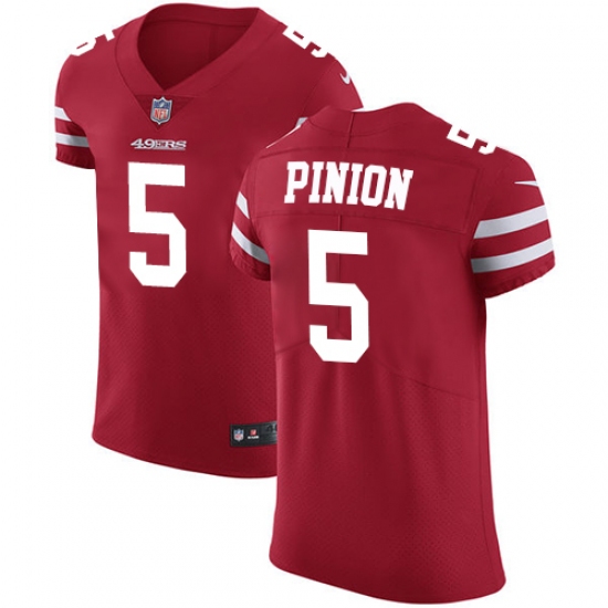 Men's Nike San Francisco 49ers #5 Bradley Pinion Red Team Color Vapor Untouchable Elite Player NFL Jersey - Ujersey