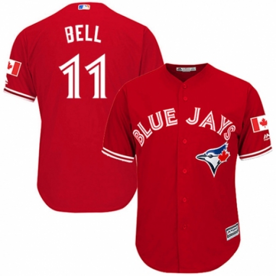 Men's Majestic Toronto Blue Jays #11 George Bell Replica Scarlet Alternate Cool Base MLB Jersey - Ujersey