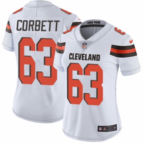 Women's Nike Cleveland Browns #63 Austin Corbett White Vapor Untouchable Limited Player NFL Jersey - Ujersey