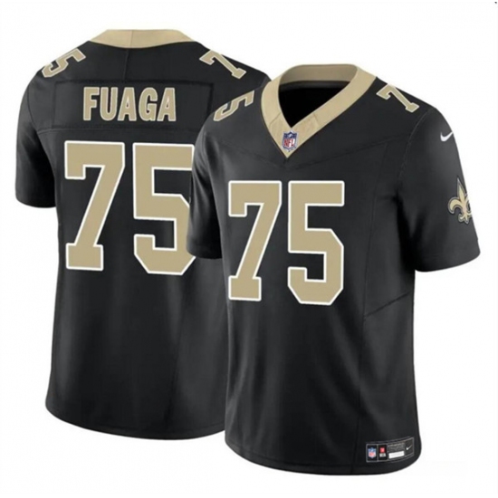 Men's New Orleans Saints #75 Taliese Fuaga Black 2024 Draft F.U.S.E. Vapor Limited Football Stitched Jersey - Ujersey
