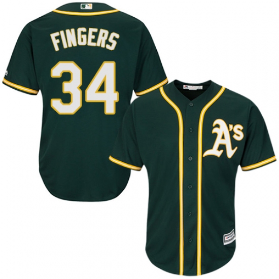 Men's Majestic Oakland Athletics #34 Rollie Fingers Replica Green Alternate 1 Cool Base MLB Jersey - Ujersey