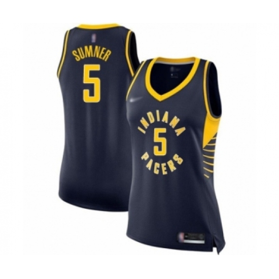 Women's Indiana Pacers #5 Edmond Sumner Swingman Navy Blue Basketball Jersey - Icon Edition - Ujersey