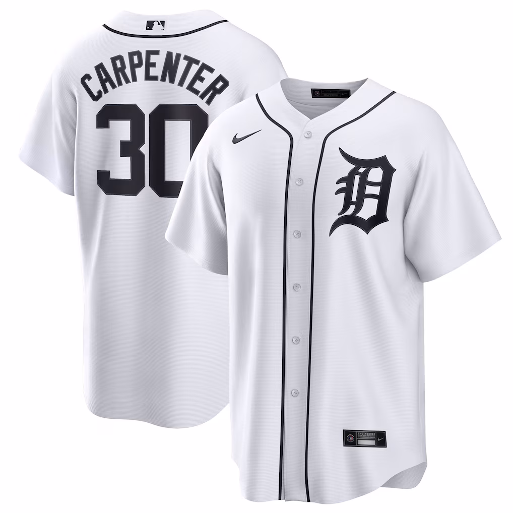 Men's  Detroit Tigers Kerry Carpenter Nike White Home Replica Jersey - Ujersey