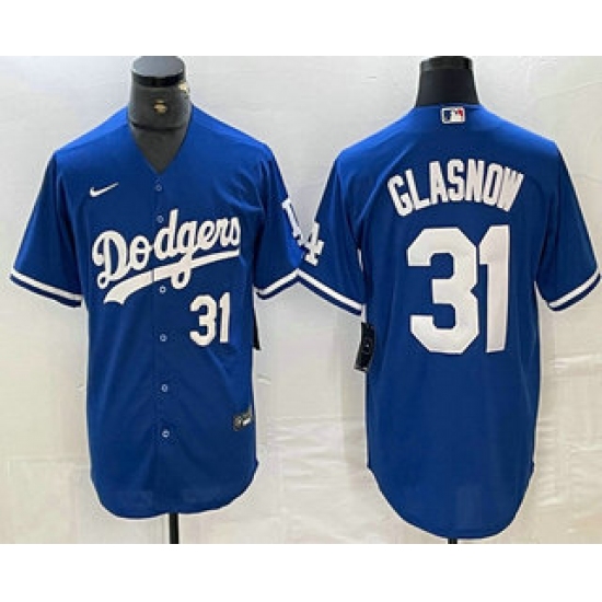Men's Los Angeles Dodgers #31 Tyler Glasnow Number Blue Stitched Cool Base Nike Jerseys - Ujersey