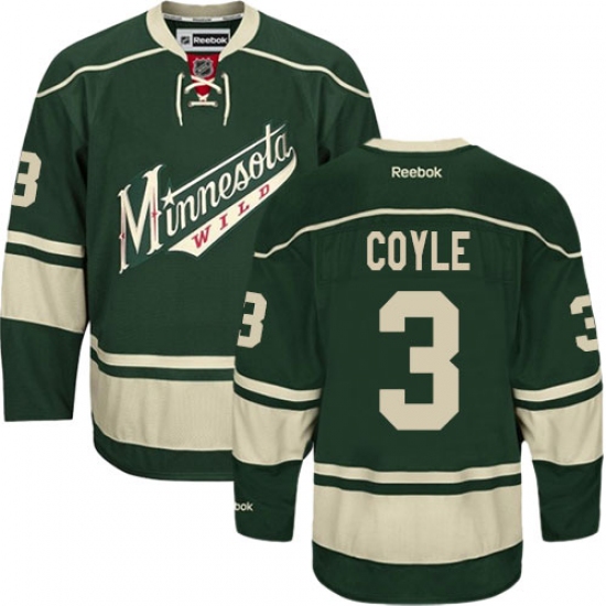 Women's Reebok Minnesota Wild #3 Charlie Coyle Authentic Green Third NHL Jersey - Ujersey