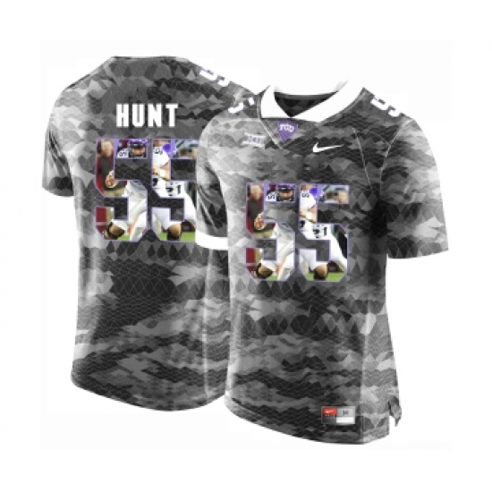 TCU Horned Frogs 55 Joey Hunt Gray With Portrait Print College Football Limited Jersey - Ujersey