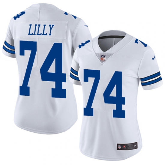 Women's Nike Dallas Cowboys #74 Bob Lilly White Vapor Untouchable Limited Player NFL Jersey - Ujersey
