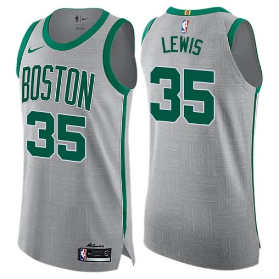 Men's Nike Boston Celtics #35 Reggie Lewis Authentic Gray NBA Jersey - City Edition - Ujersey