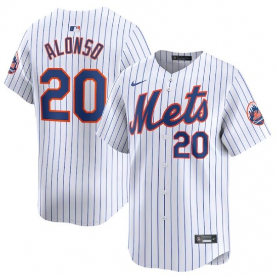 Men's New York Mets #20 Pete Alonso White 2024 Home Limited Stitched Baseball Jersey - Ujersey
