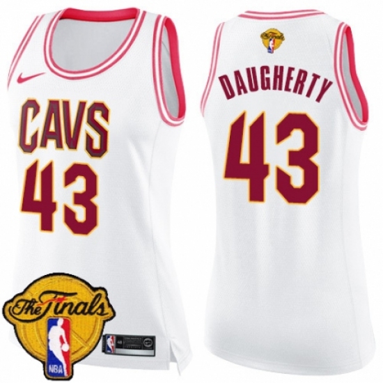 Women's Nike Cleveland Cavaliers #43 Brad Daugherty Swingman White/Pink Fashion 2018 NBA Finals Bound NBA Jersey - Ujersey