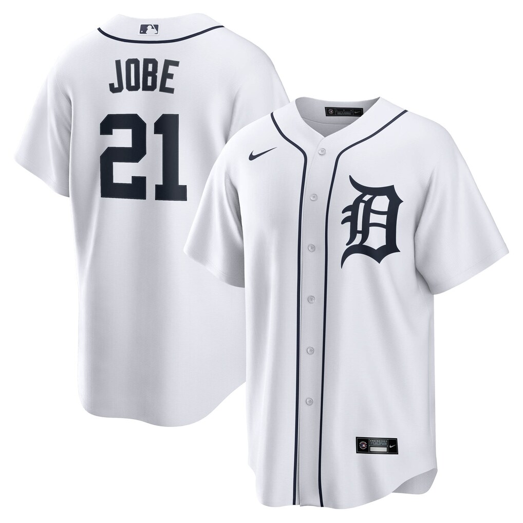 Men's Detroit Tigers Jackson Jobe Nike White Home Replica Jersey - Ujersey Shop