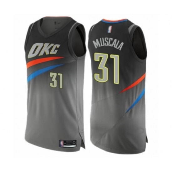 Men's Oklahoma City Thunder #31 Mike Muscala Authentic Gray Basketball Jersey - City Edition - Ujersey