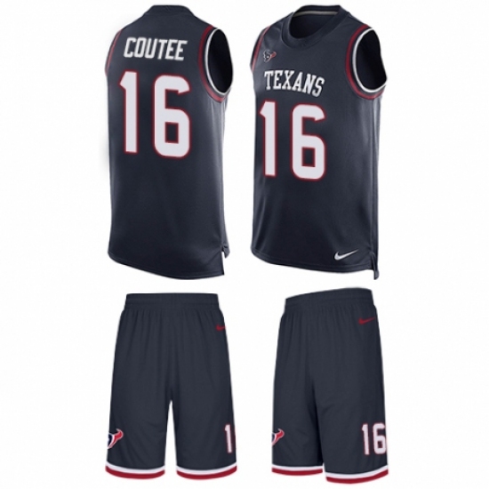 Men's Nike Houston Texans #16 Keke Coutee Limited Navy Blue Tank Top Suit NFL Jersey - Ujersey