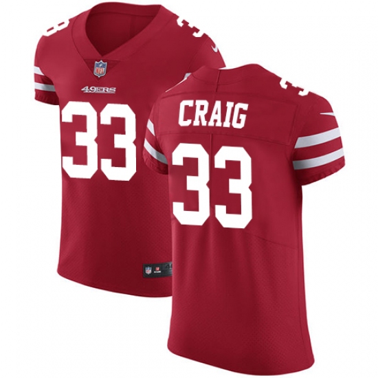 Men's Nike San Francisco 49ers #33 Roger Craig Red Team Color Vapor Untouchable Elite Player NFL Jersey - Ujersey